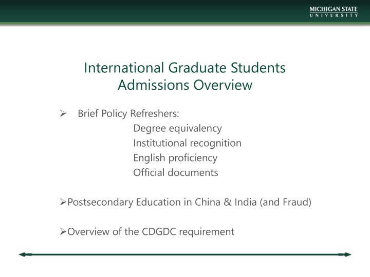 International Graduate Students Admissions Overview