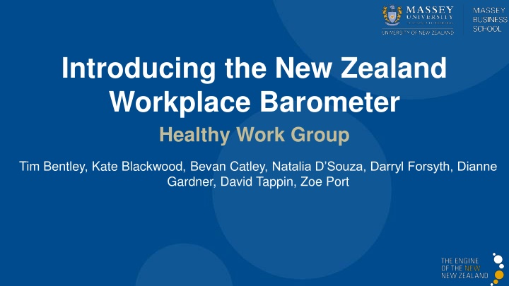 New Zealand Workplace Barometer - Psychological Wellbeing Research