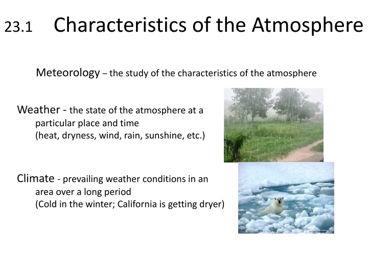 Characteristics of the Atmosphere