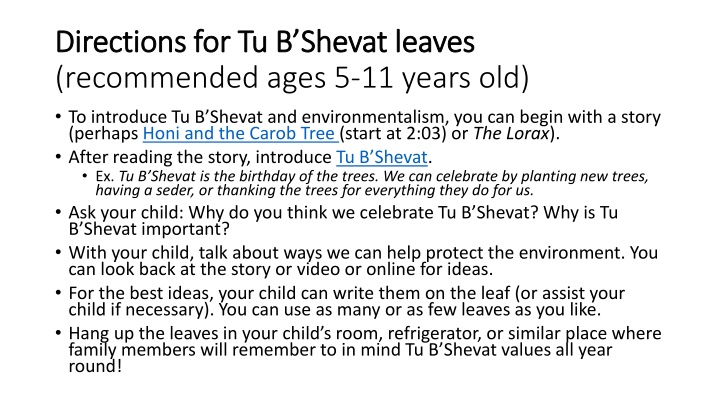 Celebrating Tu B'Shevat with Environmental Awareness