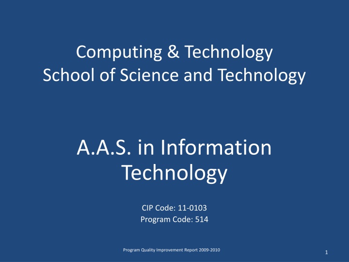 A.A.S. in Information Technology Program Report