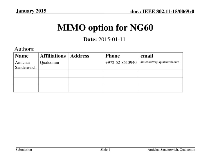 MIMO option for NG60