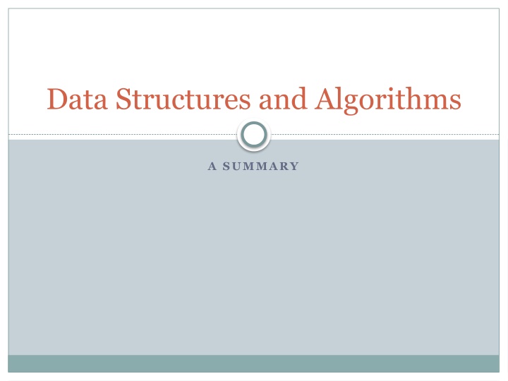 Data Structures and Algorithms
