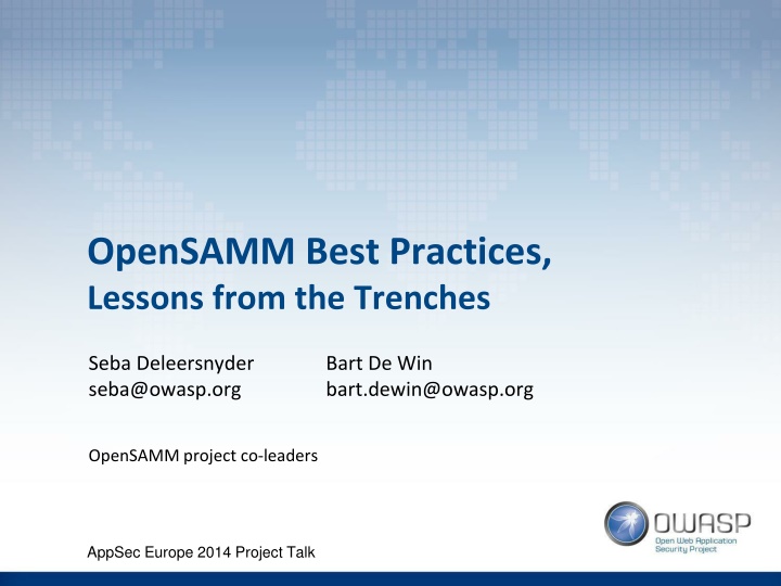 OpenSAMM Best Practices & Lessons: Integrating Software Assurance
