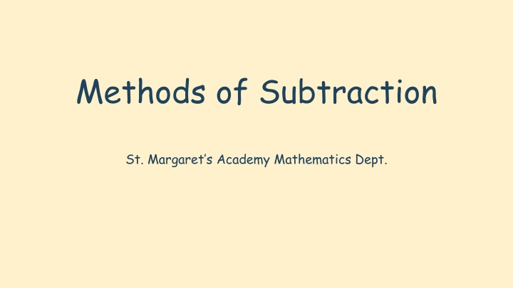 Methods of Subtraction