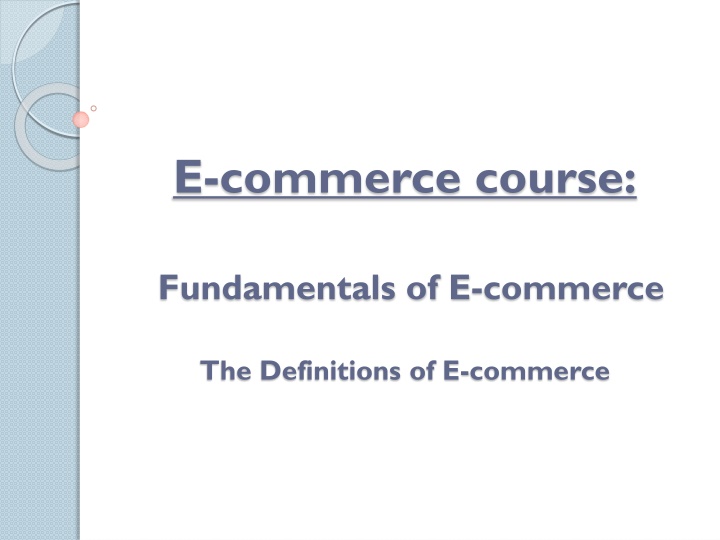 Fundamentals of E-commerce Definitions