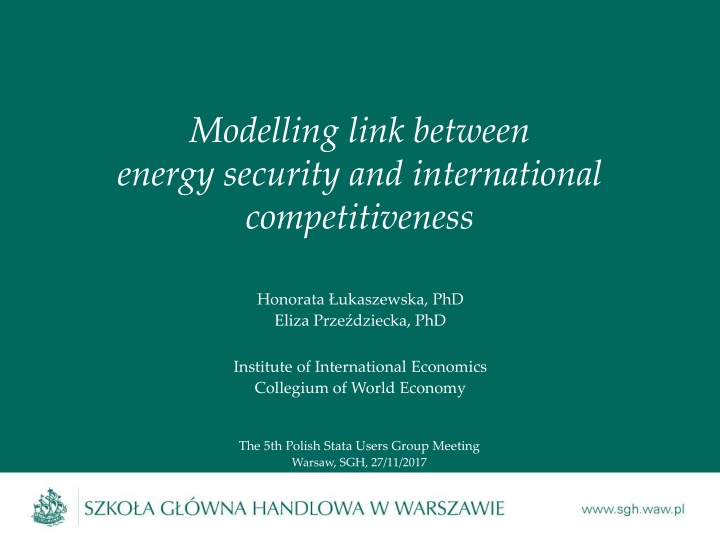 Modeling Link Between Energy Security and International Competitiveness