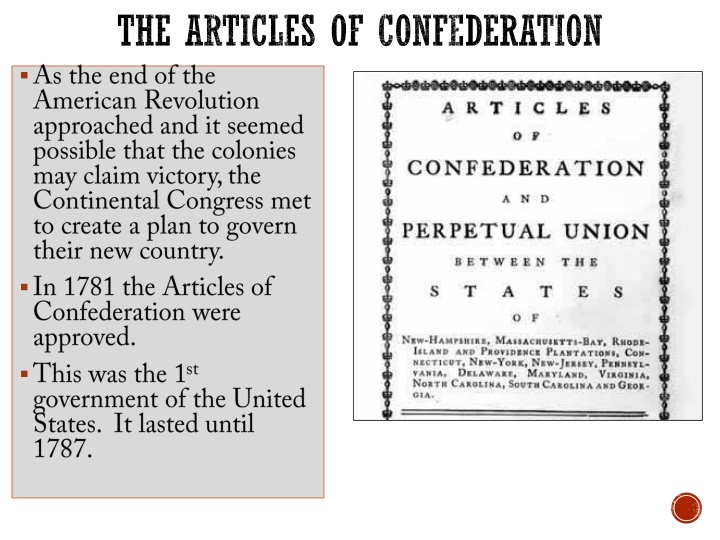 THE ARTICLES OF CONFEDERATION