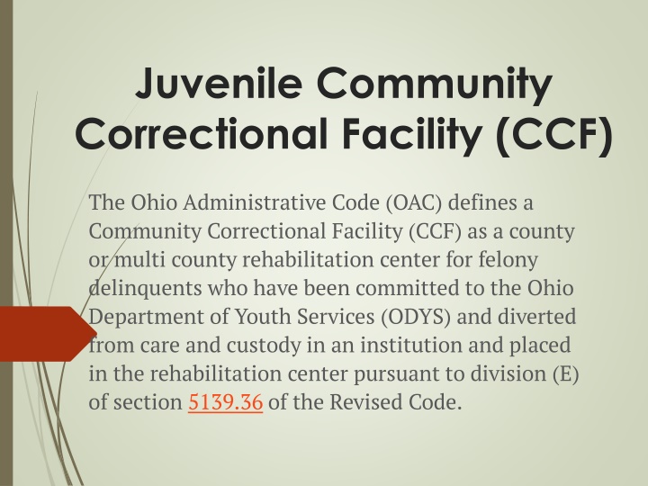 Juvenile Community  Correctional Facility (CCF)