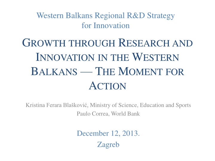 Western Balkans R&D Strategy for Innovation