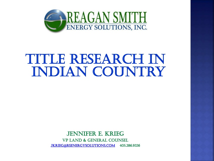 TITLE RESEARCH IN INDIAN COUNTRY