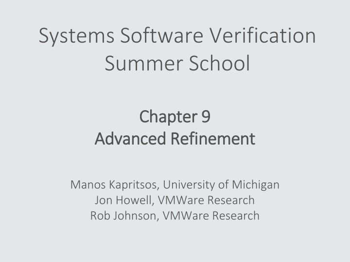 Systems Software Verification Summer School