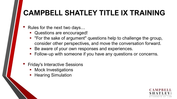 CAMPBELL SHATLEY TITLE IX TRAINING