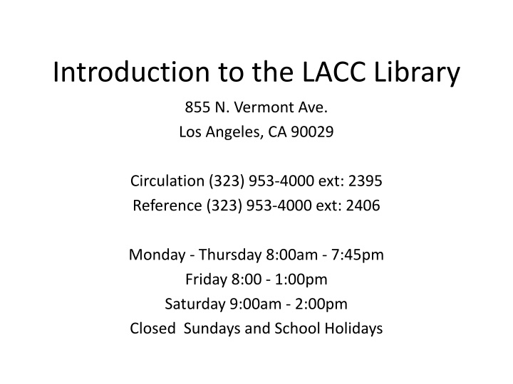 Introduction to the LACC Library