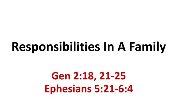Responsibilities In A Family