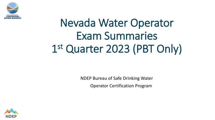 Nevada Water Operator Exam Summaries - 2023 1st Quarter Distribution and Treatment