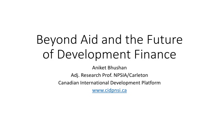 Development Finance and Innovative Models in Aid