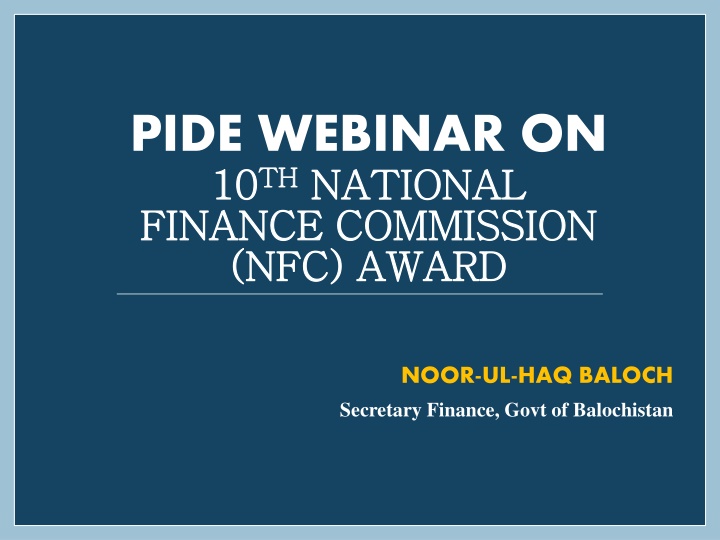 National Finance Commission Award Distribution