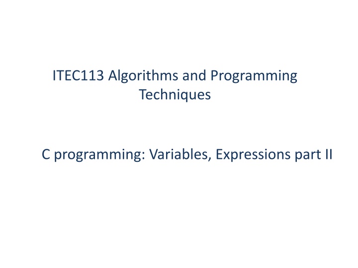 Arithmetic Expressions in C Programming: Data Types and Examples