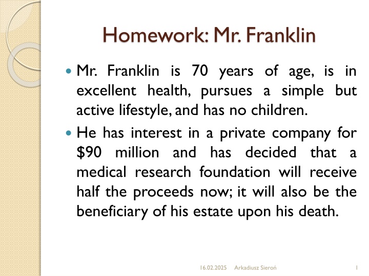 Homework: Mr. Franklin