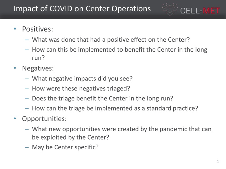 Impact of COVID on Center Operations