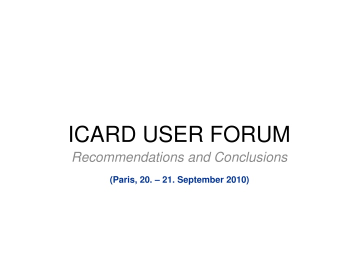 ICARD USER FORUM