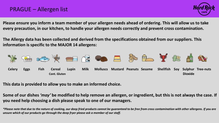 Prague Allergen Information for Safe Dining