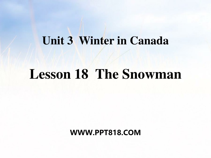Winter in Canada: The Snowman Lesson