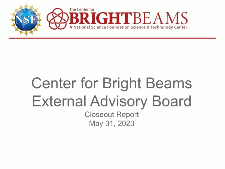 Center for Bright Beams Advisory Board Report