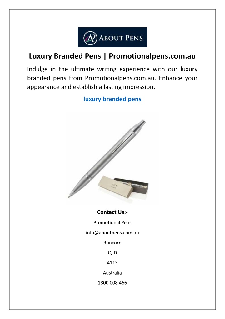 luxury branded pens promotionalpens com au n.w