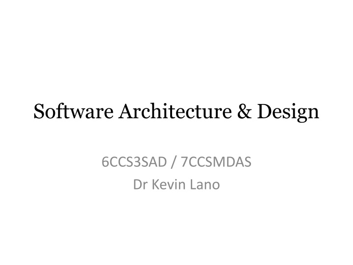 Software Architecture & Design