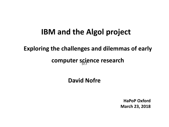 IBM and the Algol project