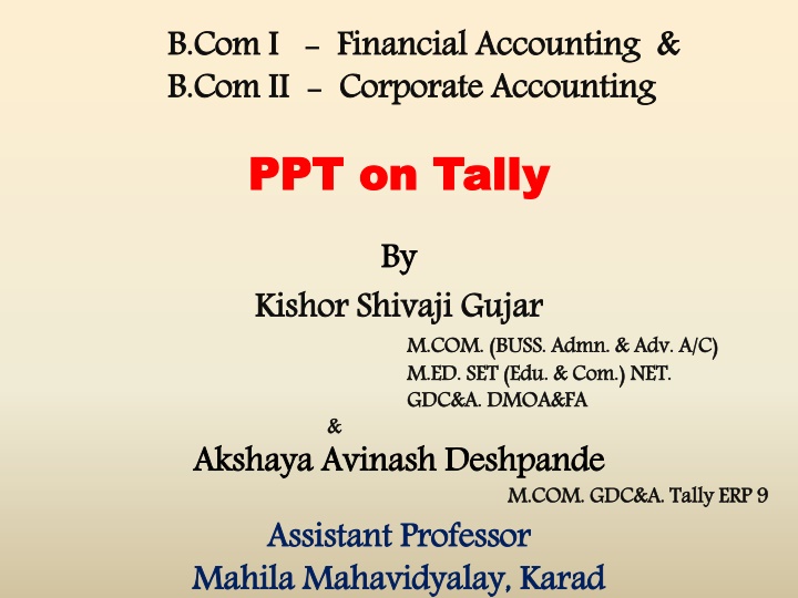 Computerized Accounting using Tally Software