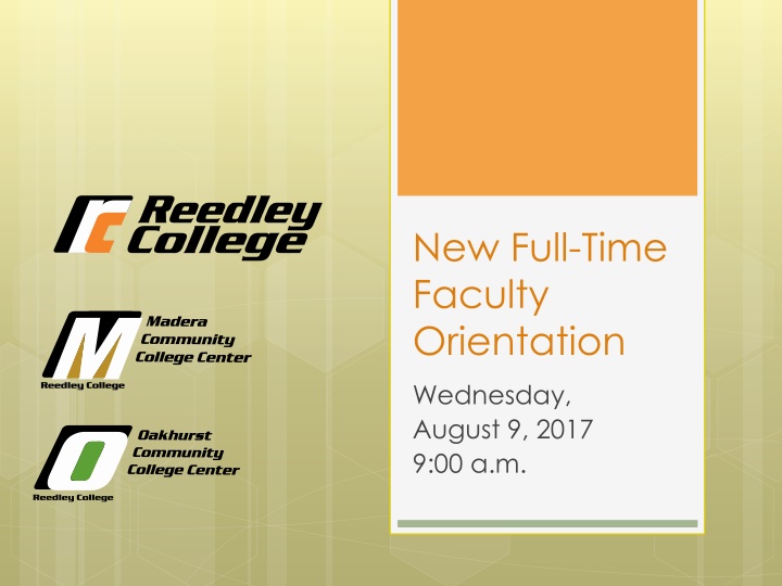 New Faculty Orientation Schedule - August 9, 2017