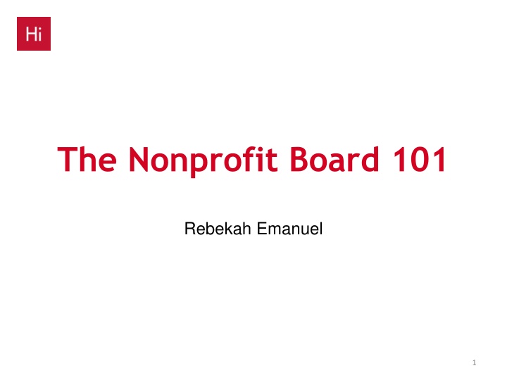 The Nonprofit Board 101