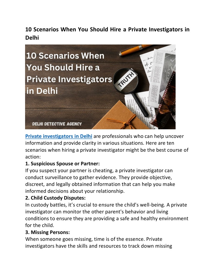 10 scenarios when you should hire a private n.w