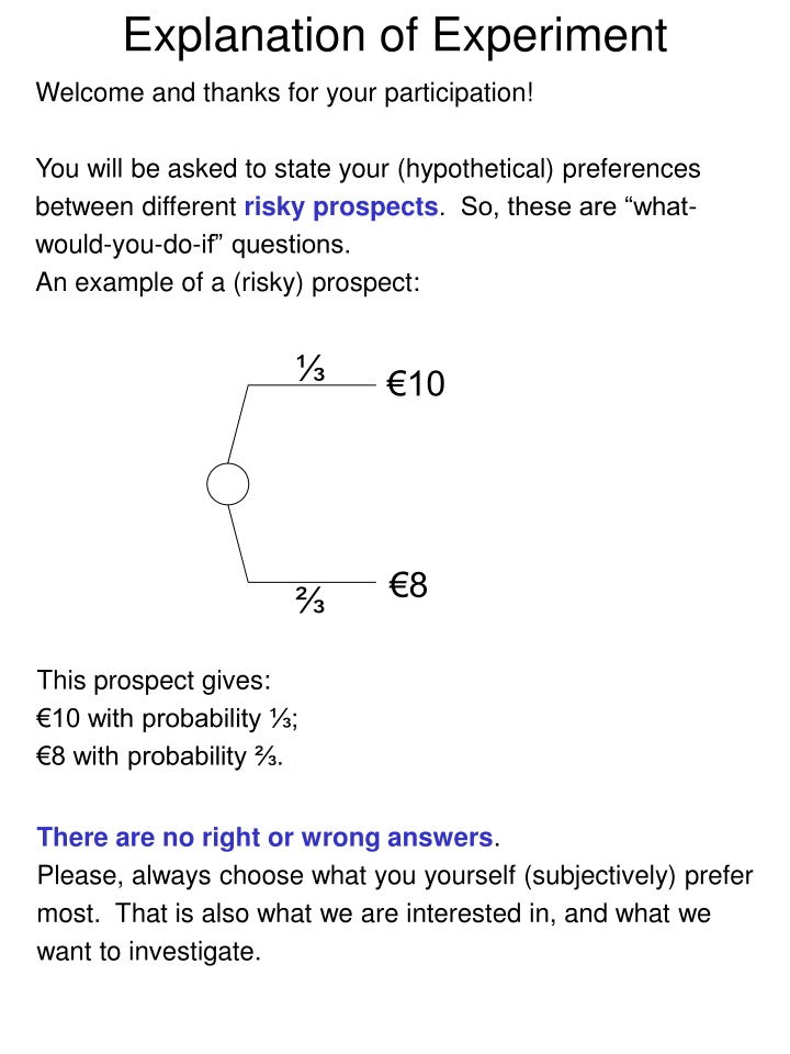 Risk Preference Experiment Overview