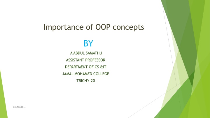 Importance of OOP concepts
