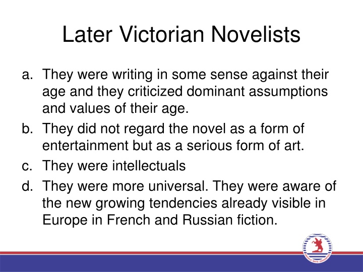 Later Victorian Novelists