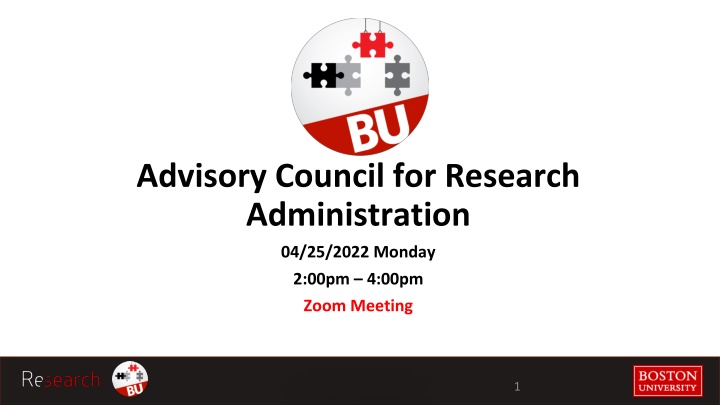 Advisory Council for Research Administration Meeting Agenda