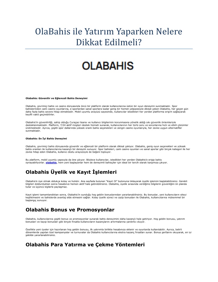 olabahis ile yat r m yaparken nelere dikkat n.w