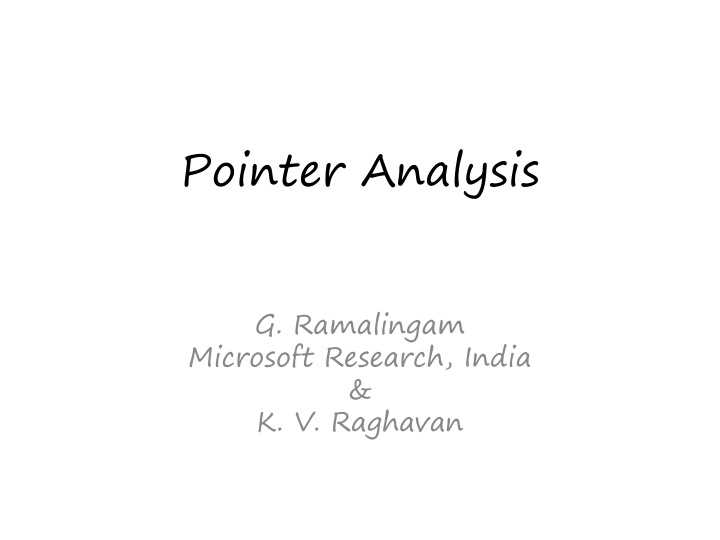 Pointer Analysis