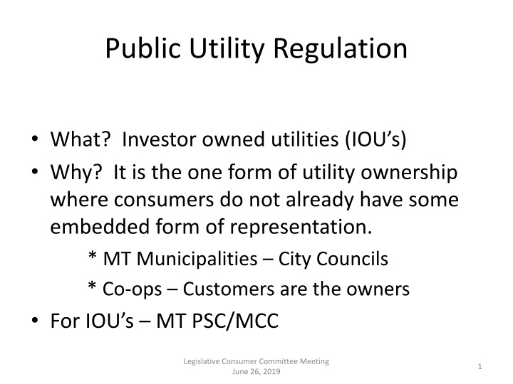 Public Utility Regulation