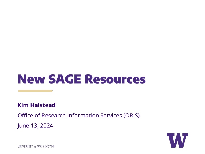 New SAGE Resources