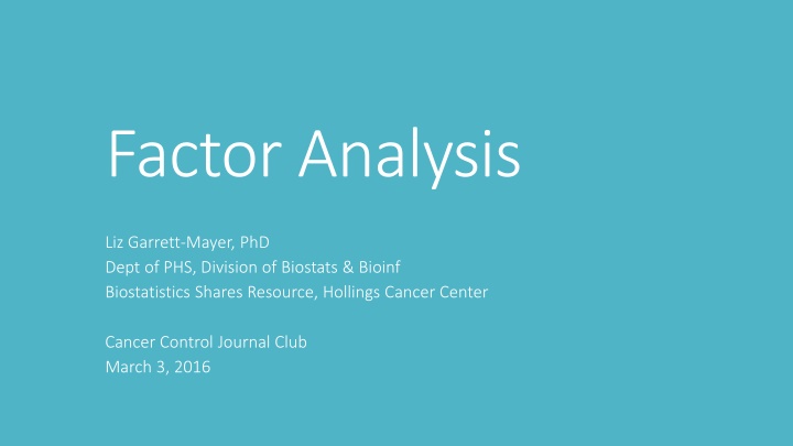 Factor Analysis