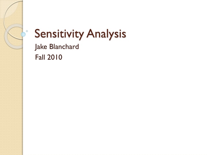 Sensitivity Analysis