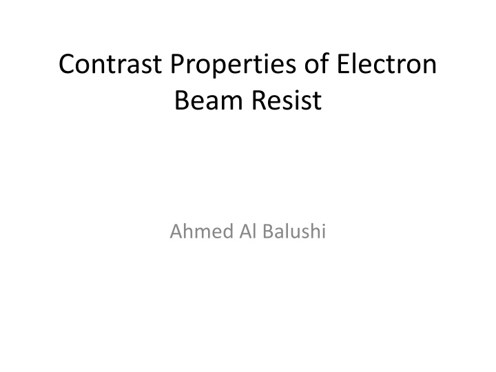 Contrast Properties of Electron Beam Resist