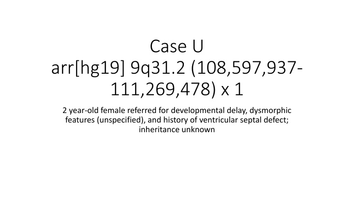 Case Study: Developmental Delay, Dysmorphic Features, VSD in 12-Year-Old Female.