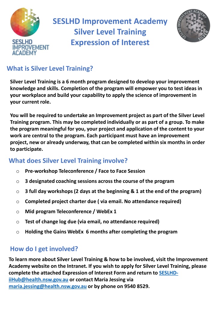 SESLHD Silver Level Training Expression of Interest