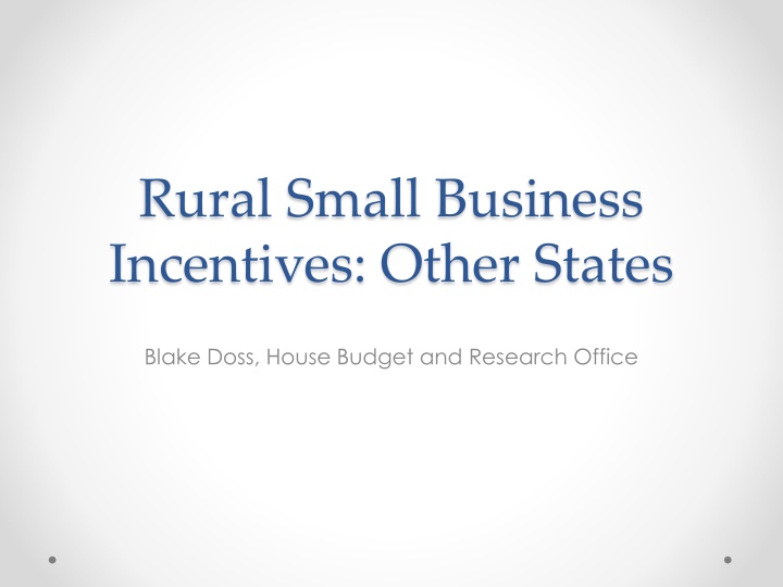 Rural Small Business Incentives in Various States